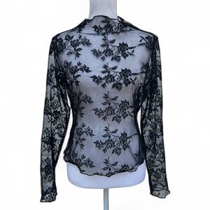 Sheer lace floral top XL